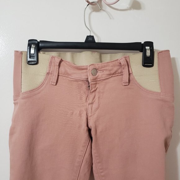 Dusty Rose Skinny Crop Under belly Maternity Jeans by Isabel Maternity Size 00 - Picture 2 of 4
